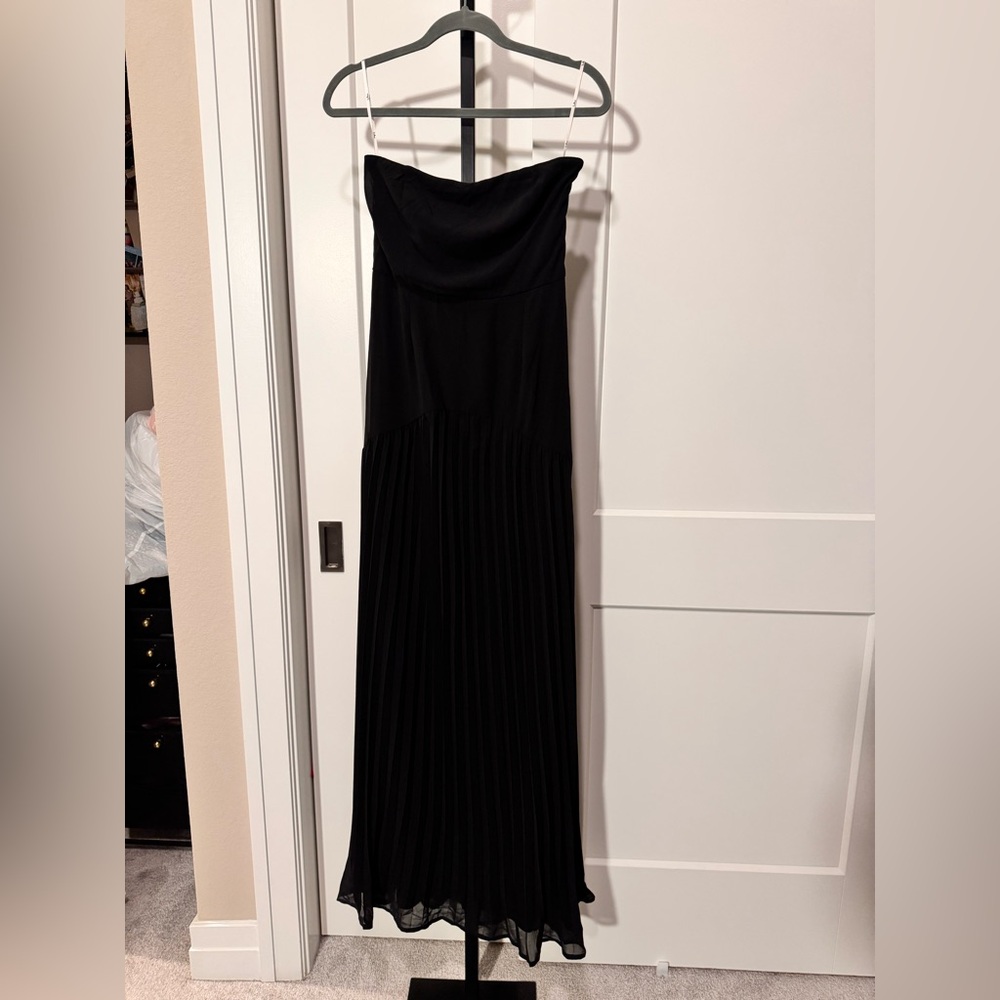 NWOT Lulu's Celebratory Aesthetic Black Pleated Maxi Strapless Dress - Picture 5 of 14